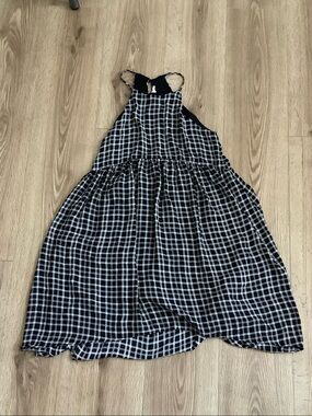 painted threads Black and White Plaid Halter Top